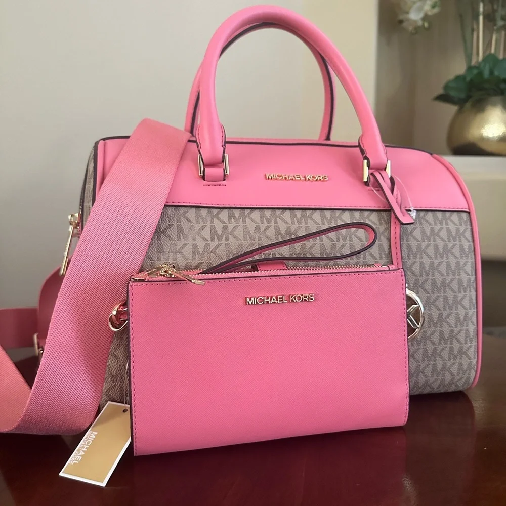 Michael Kors Jet Set Travel Duffle Satchel Shoulder Crossbody Bag & wallet set - Picture 4 of 17